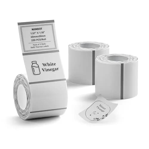 NIIMBOT 3 Rolls Clear Label Tape 40x30mm (1.57"x1.18") | Waterproof Thermal Labels for B1/B21/B3S Printers thumbnail 1