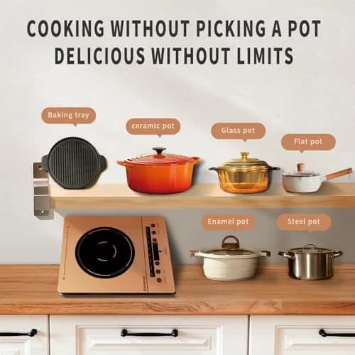 Karienvir Orange Single Burner Electric Cooktop 1800W | Portable 110V with Touch Control & Timer thumbnail 4
