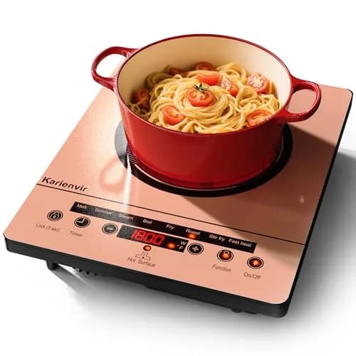 Karienvir Orange Single Burner Electric Cooktop 1800W | Portable 110V with Touch Control & Timer thumbnail 1