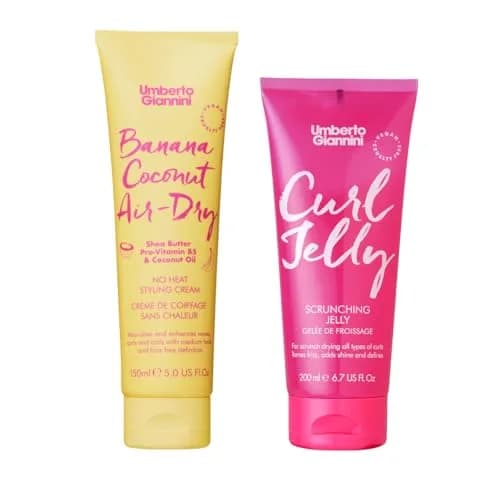 Umberto Giannini Curl Type 2 Styling Duo, Banana Coconut Air-Dry Cream (165ml / 5Fl. Oz) & Curl Jelly (198ml / 6.7Fl. Oz) | Define Wavy Hair — Wavy Hair Duo