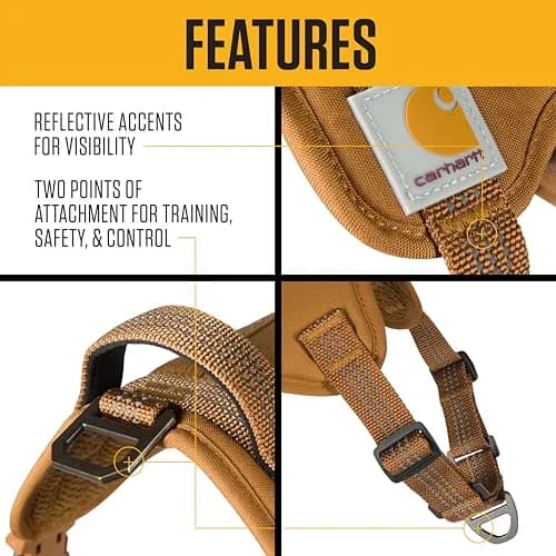 Carhartt Nylon Duck No Pull Dog Harness Deep Wine L | Adjustable, Water-Repellent, Reflective thumbnail 3
