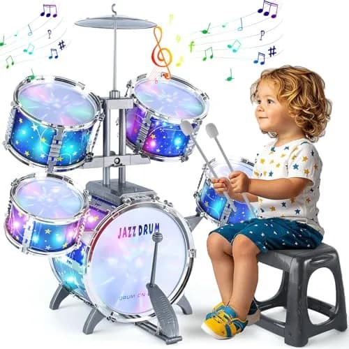 LinseyFun Kids Drum Set for Toddlers 3-5 | Light-up Jazz Percussion Toy thumbnail 1