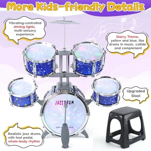 LinseyFun Kids Drum Set for Toddlers 3-5 | Light-up Jazz Percussion Toy thumbnail 4
