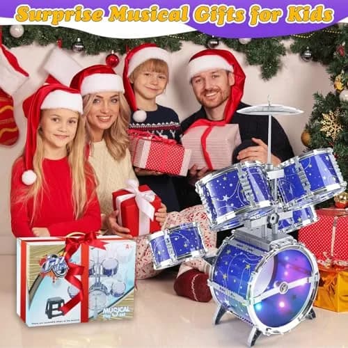 LinseyFun Kids Drum Set for Toddlers 3-5 | Light-up Jazz Percussion Toy thumbnail 6