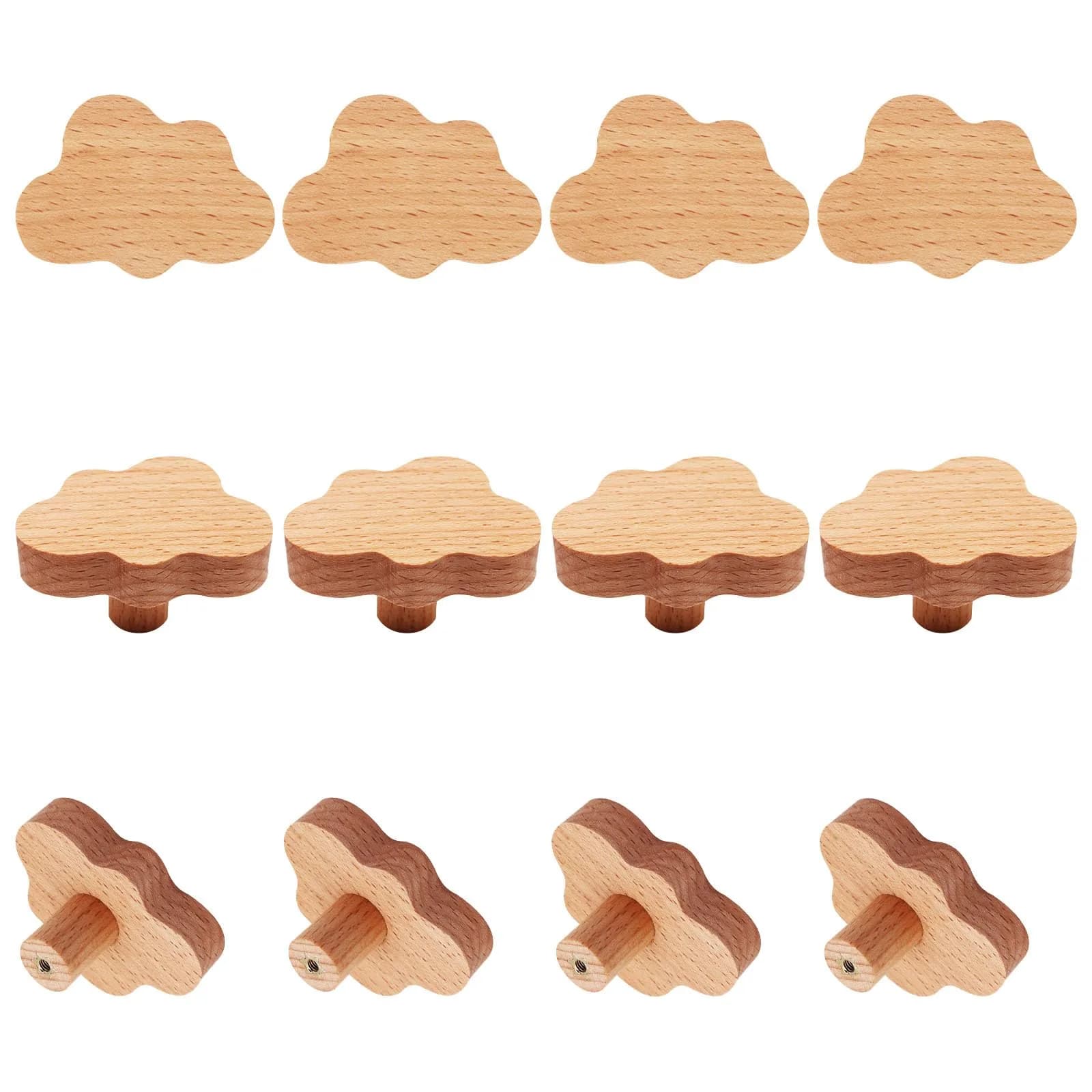 YuGtcen Cloud Shape Wooden Cabinet Knobs 12pcs | Nursery Dresser Drawer Pulls for Crafts Handles - main product image