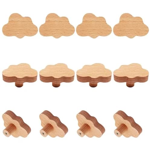 YuGtcen Cloud Shape Wooden Cabinet Knobs 12pcs | Nursery Dresser Drawer Pulls for Crafts Handles thumbnail 1