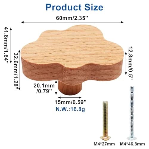YuGtcen Cloud Shape Wooden Cabinet Knobs 12pcs | Nursery Dresser Drawer Pulls for Crafts Handles thumbnail 2