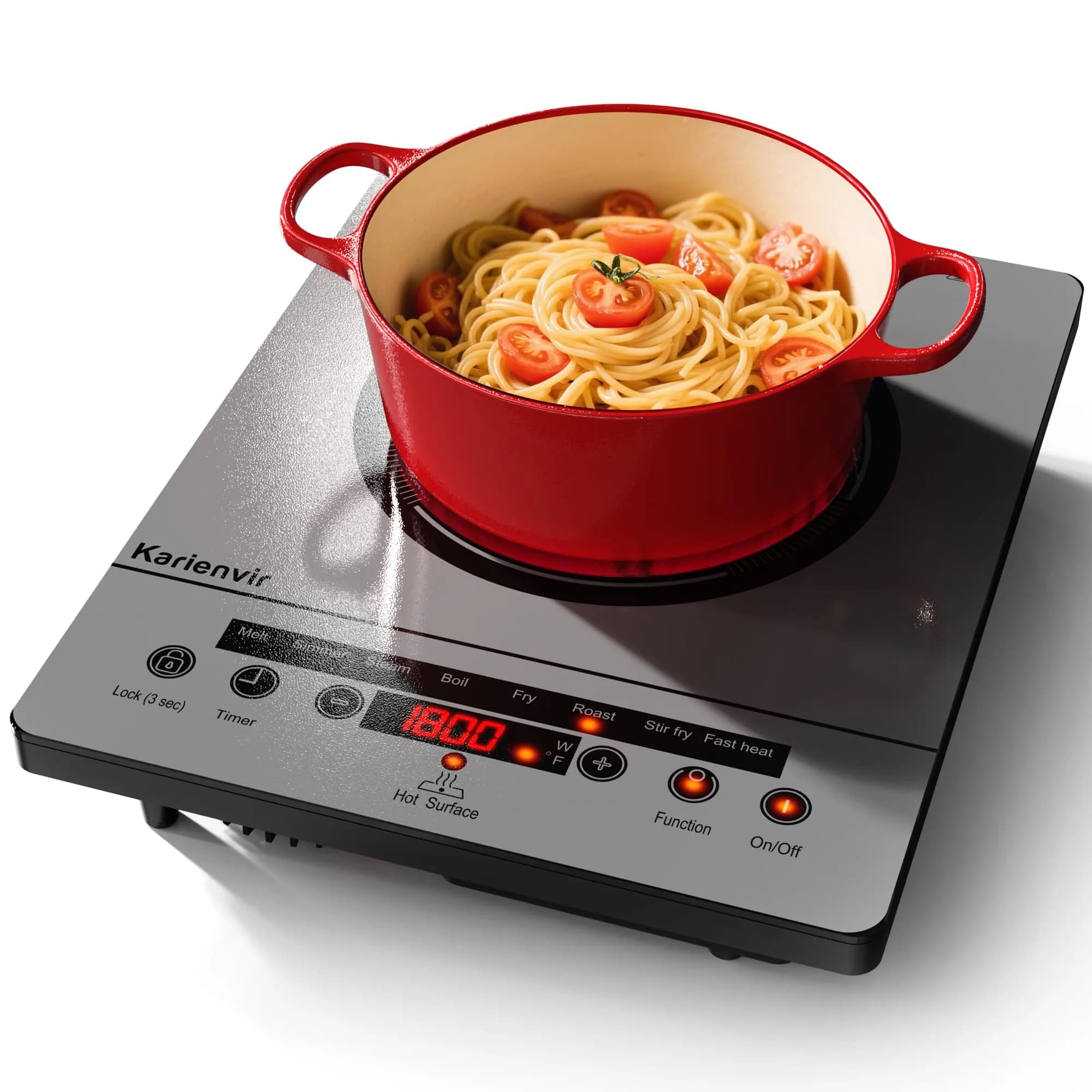 Karienvir Grey Single Burner Electric Cooktop 1800W with Touch Control - main product image