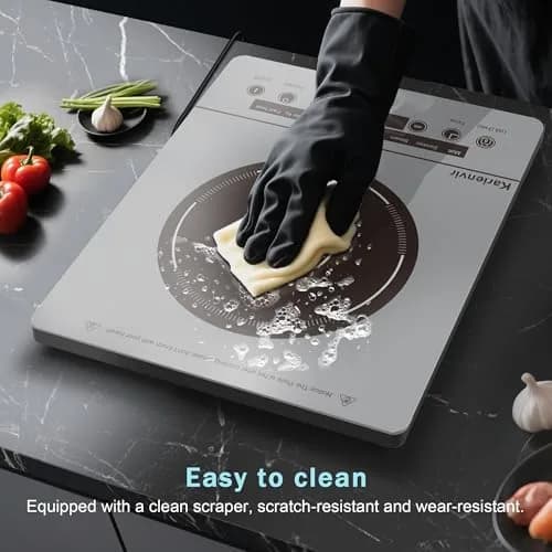 Karienvir Grey Electric Cooktop Single Burner | 1800W Portable Stove with Touch Control & Timer thumbnail 5