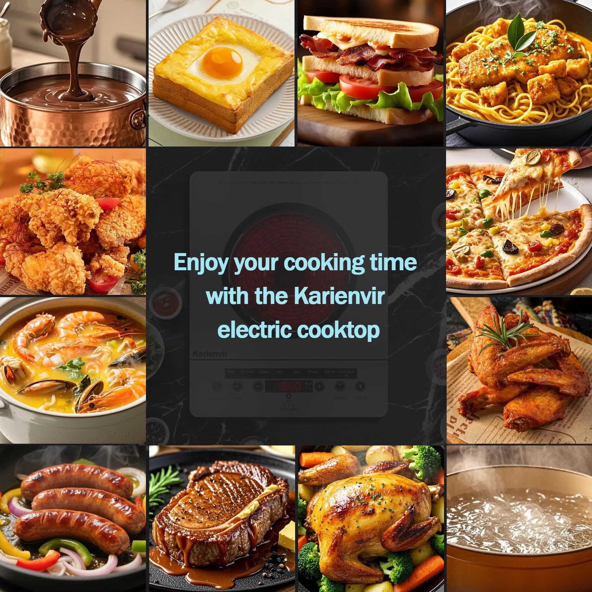 Karienvir Grey Electric Cooktop Single Burner | 1800W Portable Stove with Touch Control & Timer - view 7