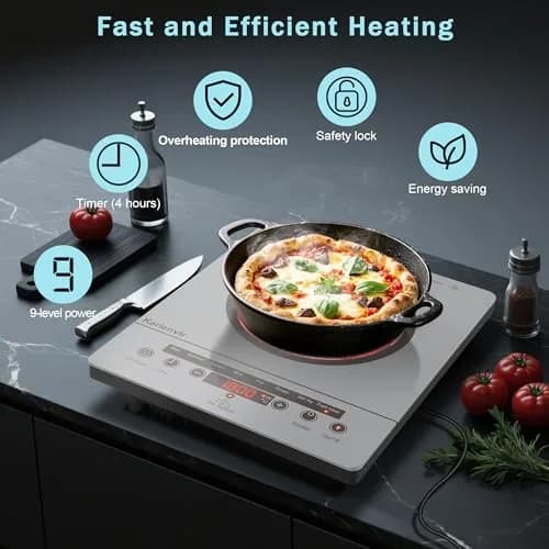 Karienvir Grey Electric Cooktop Single Burner | 1800W Portable Stove with Touch Control & Timer thumbnail 2