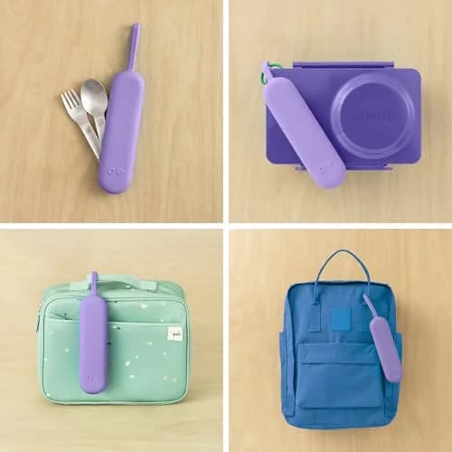 Omie Travel Fork & Spoon Set with Case, Purple | Durable Stainless Steel Utensils for On-the-Go Meals thumbnail 5