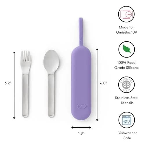 Omie Travel Fork & Spoon Set with Case, Purple | Durable Stainless Steel Utensils for On-the-Go Meals thumbnail 6