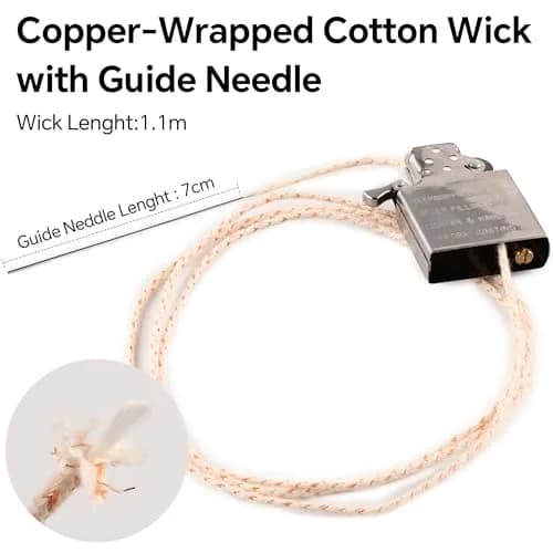 JINMUNIC Lighter Flint and Wick Replacement Set for Fluid Lighters | 43.31 Inch Wick, Metal Gasket, Screwdriver Tool thumbnail 3