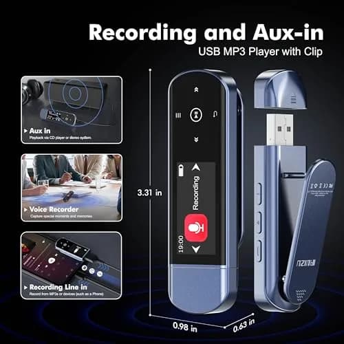RUIZU 64GB USB MP3 Player with Bluetooth 5.3 & Clip for Sports Running | HiFi Sound, FM Radio, Voice Recorder thumbnail 7