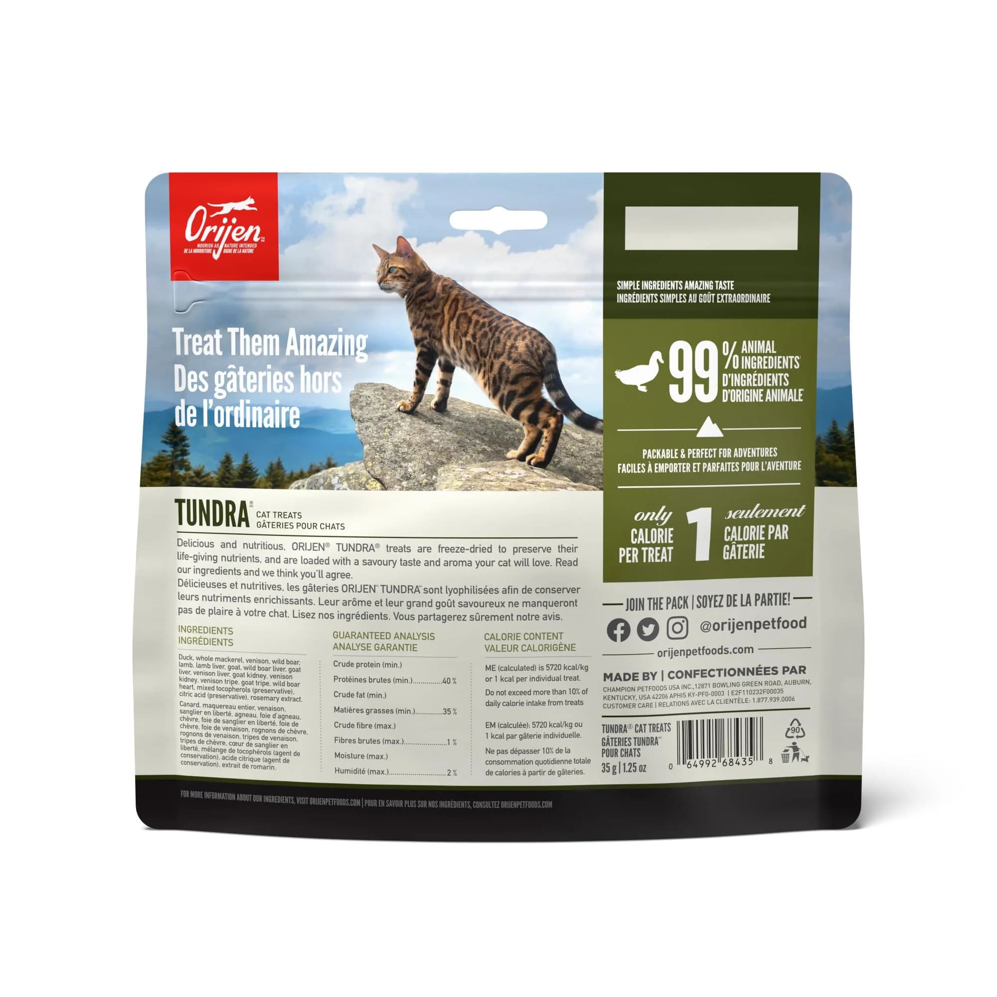 ORIJEN Tundra Freeze Dried Cat Treats 2.5 oz (70.8 g) | WholePrey Ingredients for Cats - view 2