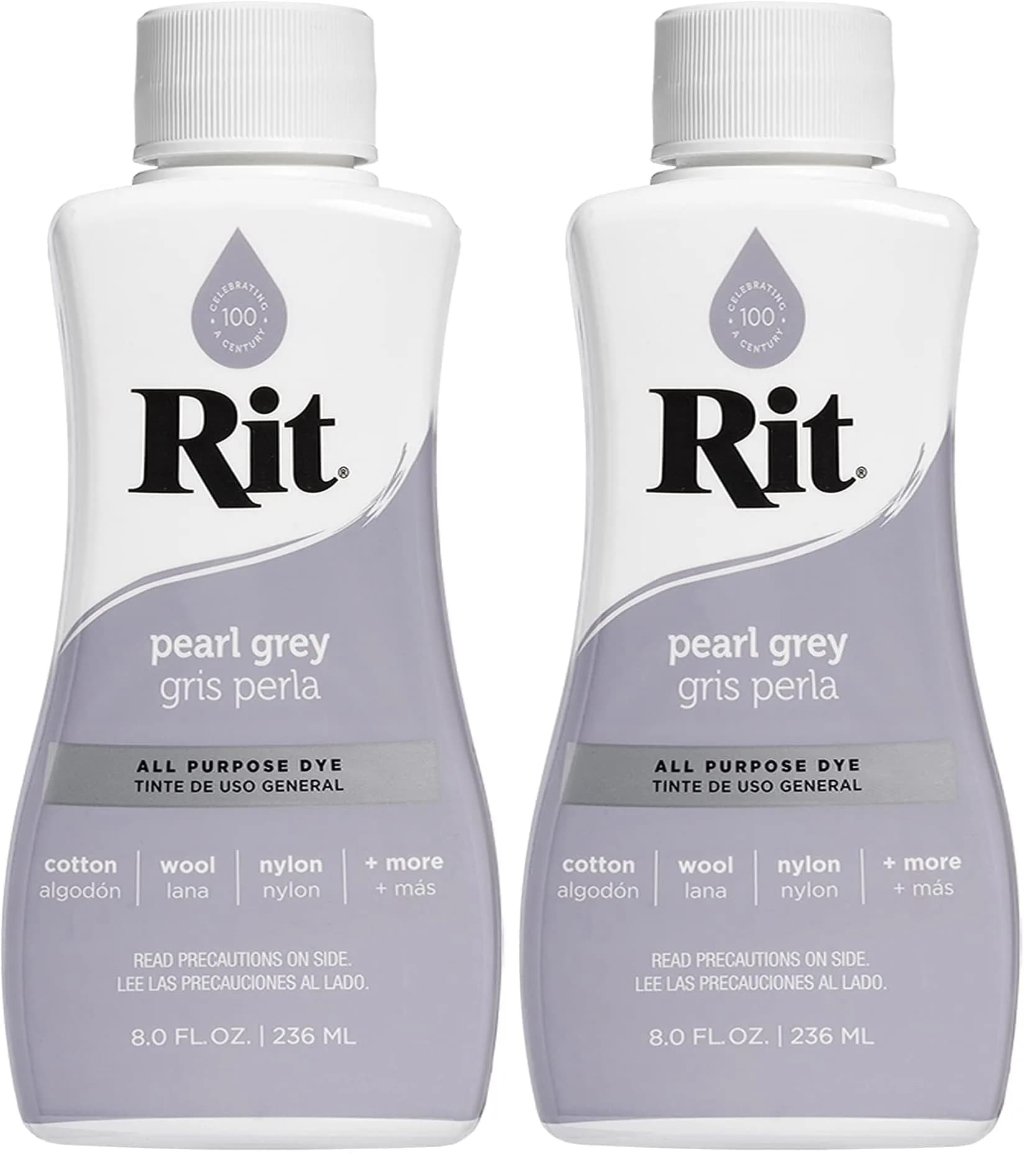 Rit Liquid Fabric Dye, Pearl Grey (Gris) - 237ml (8 Fl Oz) Bottle - main product image