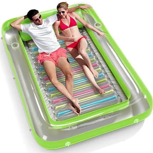 Jasonwell Inflatable Tanning Pool Lounger Float 71" x 48" Lime W Reflective Base - main product image