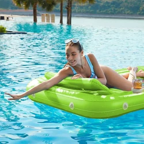 Jasonwell Inflatable Tanning Pool Lounger Float - Lime Green Large | 2.44 kg (5.38 lb) with 500 lb Capacity thumbnail 7
