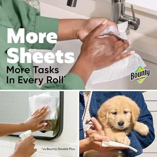 Bounty Quick-Size Paper Towels, White, 8 Family Triple Rolls | 1128 Sheets thumbnail 3