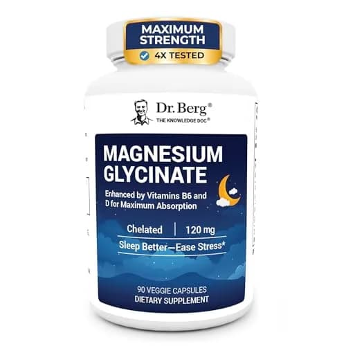Dr. Berg Magnesium Glycinate 90ct – 4-in-1 Chelated for Muscle, Nerve, Sleep & Stress Support*– w/ D3, B6 & Zinc – 4X Lab-Tested – No Fillers – Formulated in USA, GMP-Certified thumbnail 1