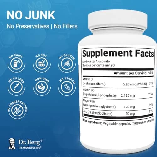 Dr. Berg Magnesium Glycinate 90ct – 4-in-1 Chelated for Muscle, Nerve, Sleep & Stress Support*– w/ D3, B6 & Zinc – 4X Lab-Tested – No Fillers – Formulated in USA, GMP-Certified thumbnail 2