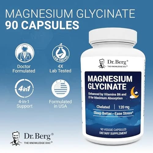 Dr. Berg Magnesium Glycinate 90ct – 4-in-1 Chelated for Muscle, Nerve, Sleep & Stress Support*– w/ D3, B6 & Zinc – 4X Lab-Tested – No Fillers – Formulated in USA, GMP-Certified thumbnail 4