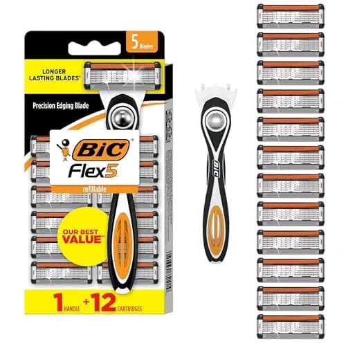 BIC Flex 5 Refillable Men's 5-Blade Razors with 12 Cartridges | Smooth Shave, Aloe & Vitamin E thumbnail 1