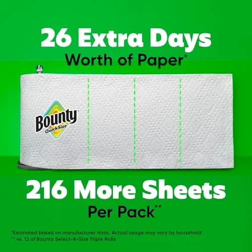 Bounty Quick-Size Paper Towels, White, 12 Family Triple Rolls (1692 Sheets) | 2x More Absorbent thumbnail 5