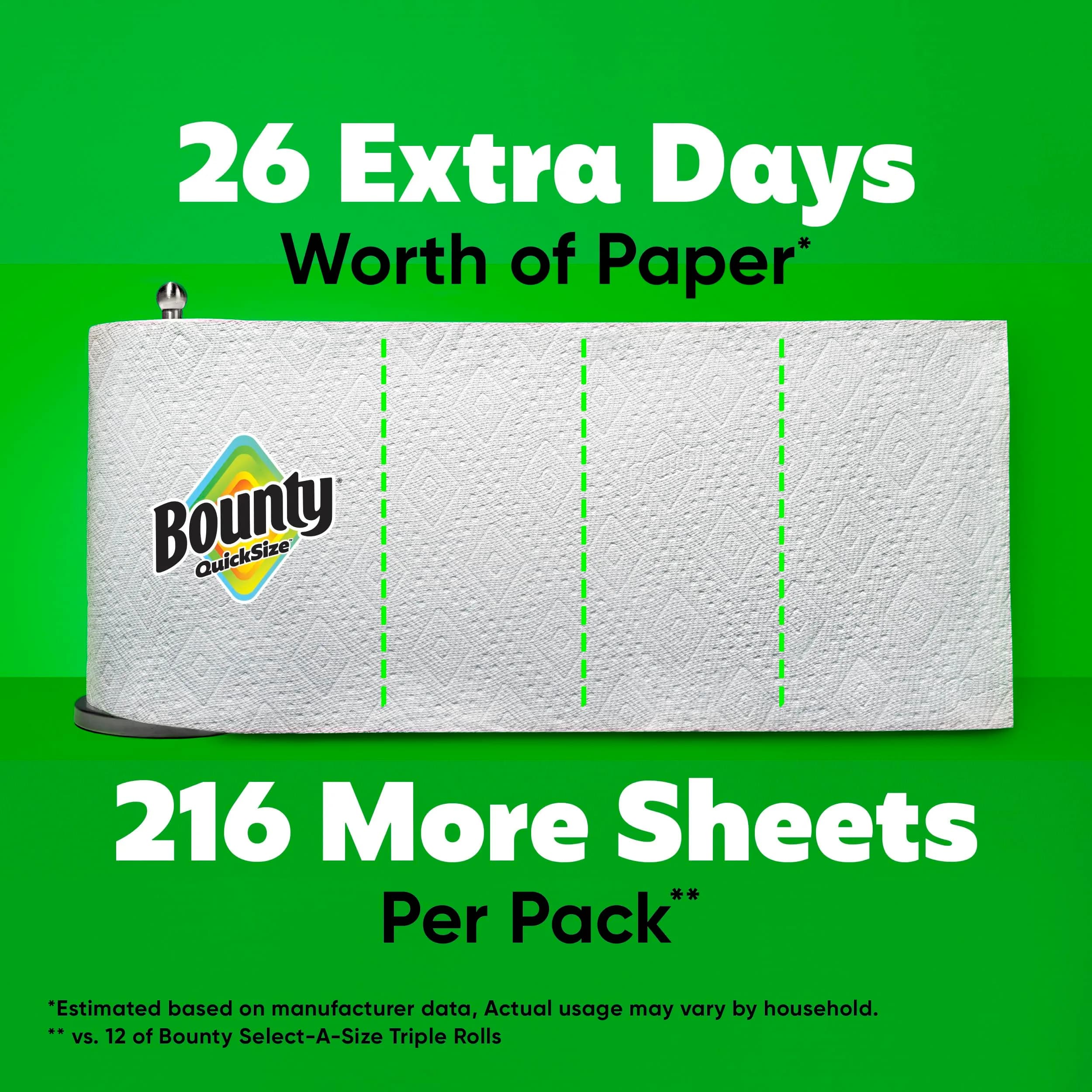 Bounty Quick-Size Paper Towels, White, 12 Family Triple Rolls (1692 Sheets) | 2x More Absorbent - view 5