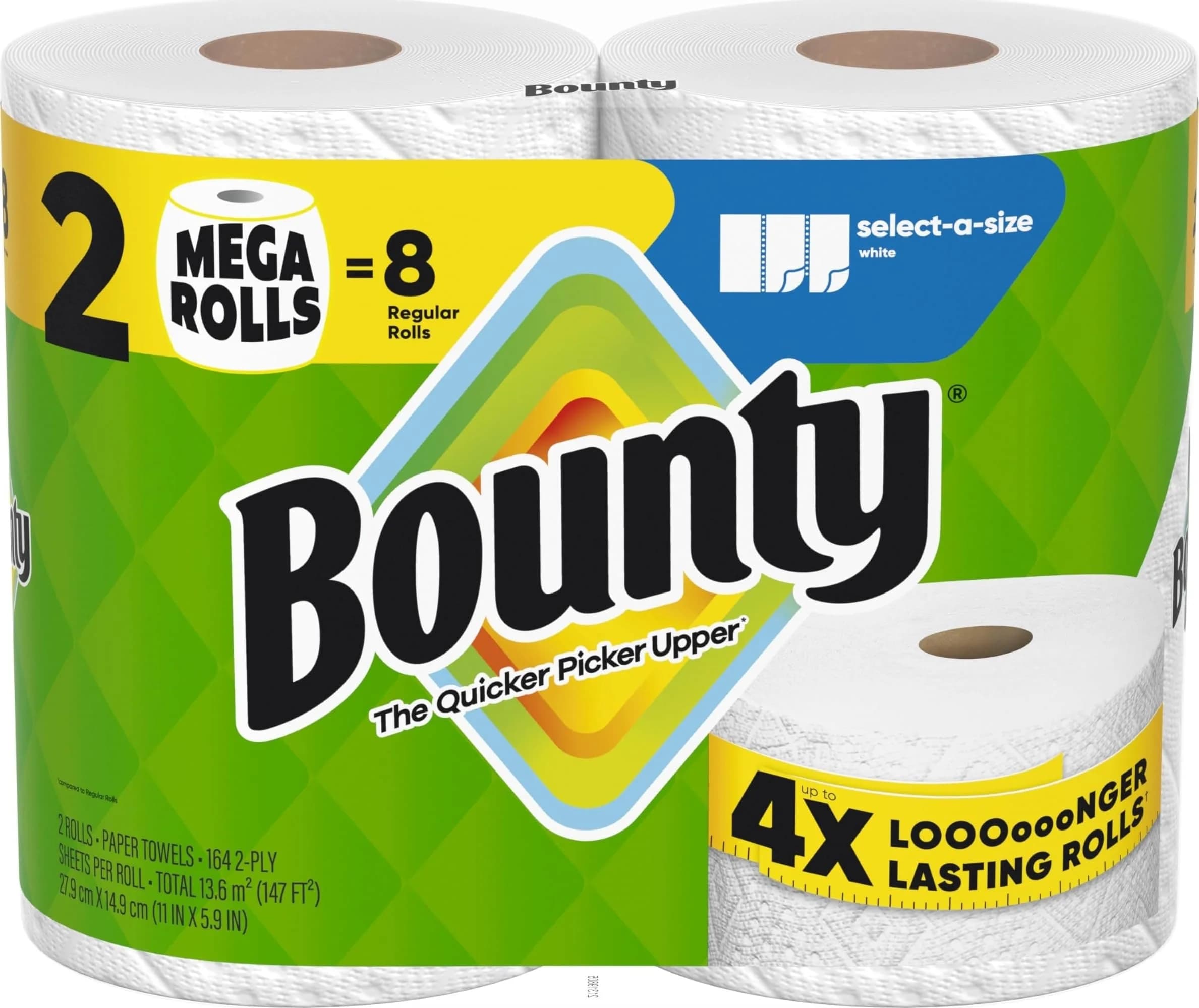 Bounty Select-A-Size Paper Towels, White, Mega Rolls - The Quicker Picker Upper - main product image