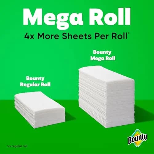Bounty Select-A-Size Paper Towels, White, 2 Mega Rolls (328 Sheets Total) | Absorbent & Durable for Quick Mess Cleanup thumbnail 5