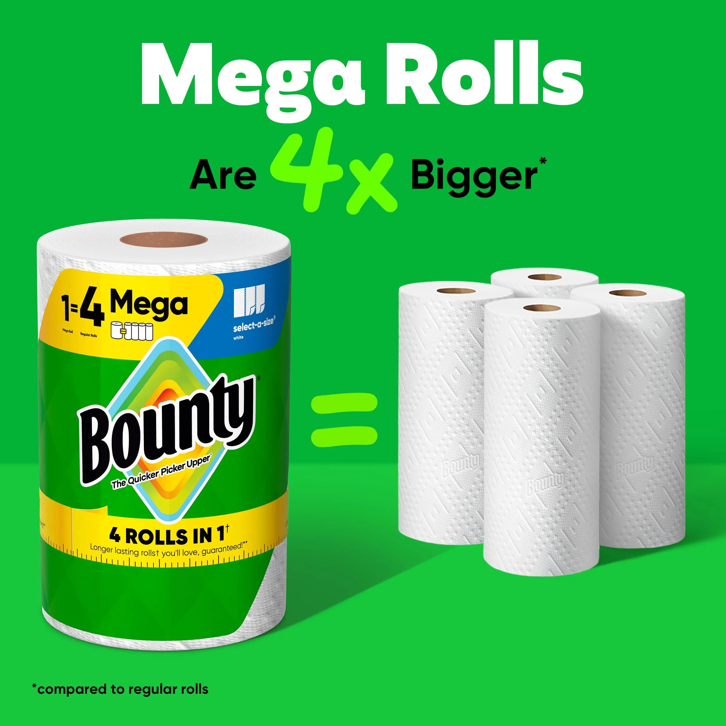 Bounty Select-A-Size Paper Towels, White, Mega Rolls - The Quicker Picker Upper - view 3