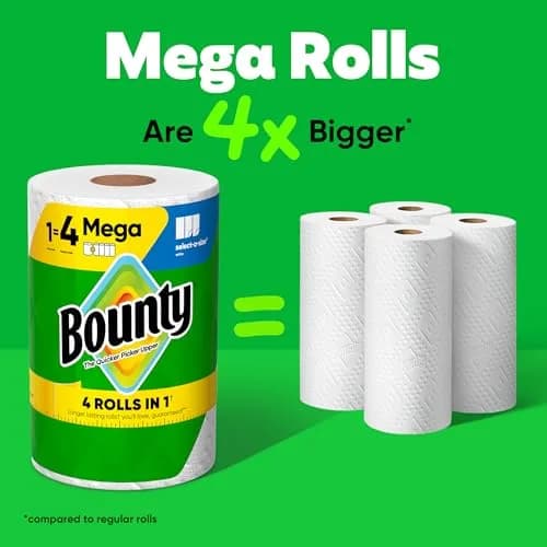 Bounty Select-A-Size Paper Towels, White, 2 Mega Rolls (328 Sheets Total) | Absorbent & Durable for Quick Mess Cleanup thumbnail 3