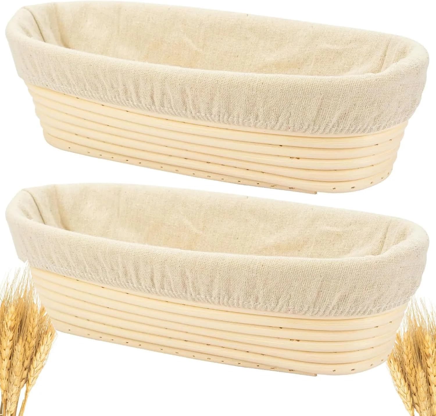 Stormshopping 2-Pack Oval Rattan Bread Proofing Basket 30cm (12 inch) | Handmade for Artisan Sourdough — 12 inch