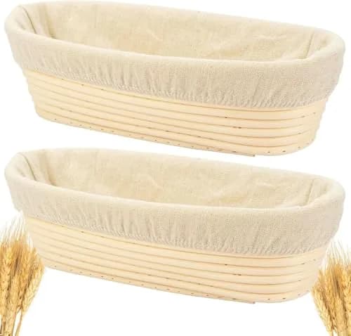 Stormshopping 2-Pack Oval Rattan Bread Proofing Basket 30cm (12 inch) | Handmade for Artisan Sourdough thumbnail 1