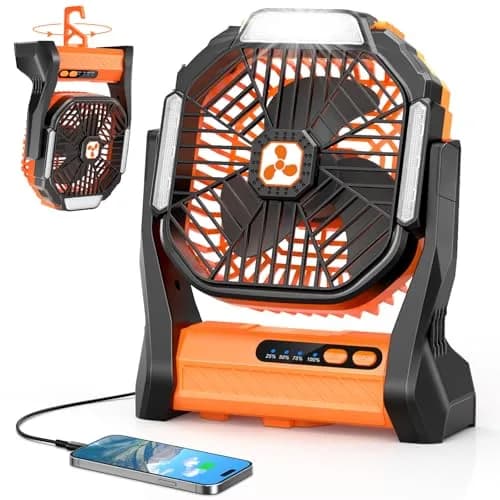 Peouix Portable Rechargeable Fan 20000mAh | Cordless Camping Fan with LED Lantern & Power Bank (≤120c) thumbnail 1