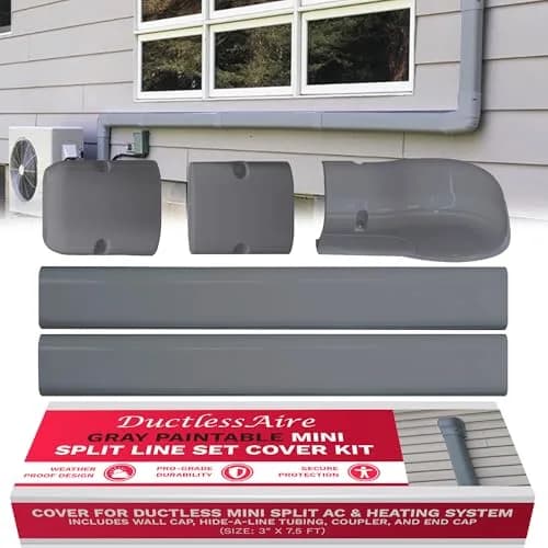 DuctlessAire Gray Mini Split Line Set Cover Kit 2.29 m (7.5 ft) | Protects AC Lines for Clean Installation thumbnail 1