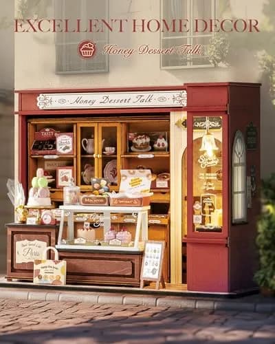 Rolife Miniature Dollhouse Kit 1:18 Scale French Dessert Shop with LED, 242 pcs, Creative Gift for Adults thumbnail 8