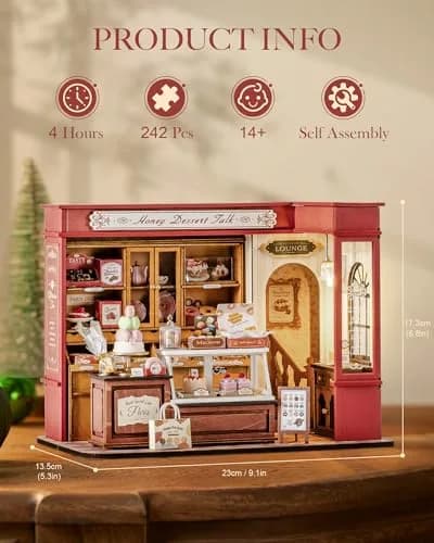 Rolife Miniature Dollhouse Kit 1:18 Scale French Dessert Shop with LED, 242 pcs, Creative Gift for Adults thumbnail 2