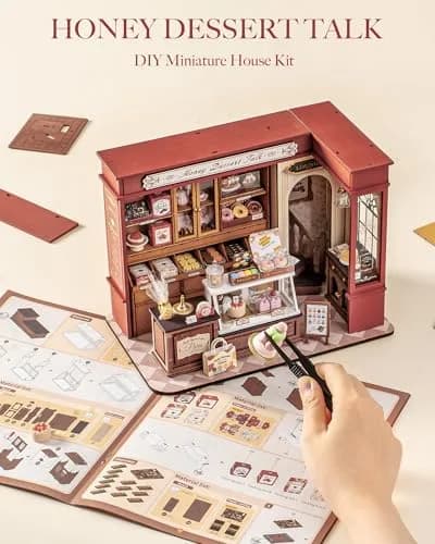 Rolife Miniature Dollhouse Kit 1:18 Scale French Dessert Shop with LED, 242 pcs, Creative Gift for Adults thumbnail 4