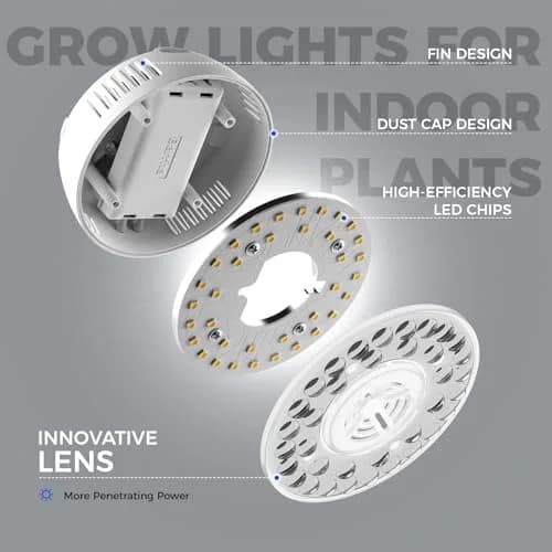 Barrina OG09 Puck Grow Light 18W Full Spectrum 5000K White 2-Pack | Linkable LED Plant Light with Timer thumbnail 8