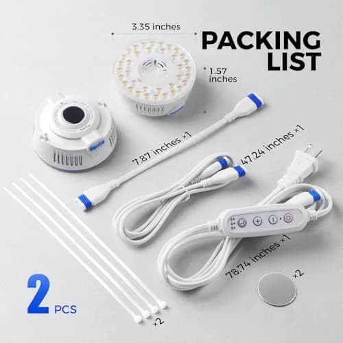 Barrina OG09 Puck Grow Light 18W Full Spectrum 5000K White 2-Pack | Linkable LED Plant Light with Timer thumbnail 9