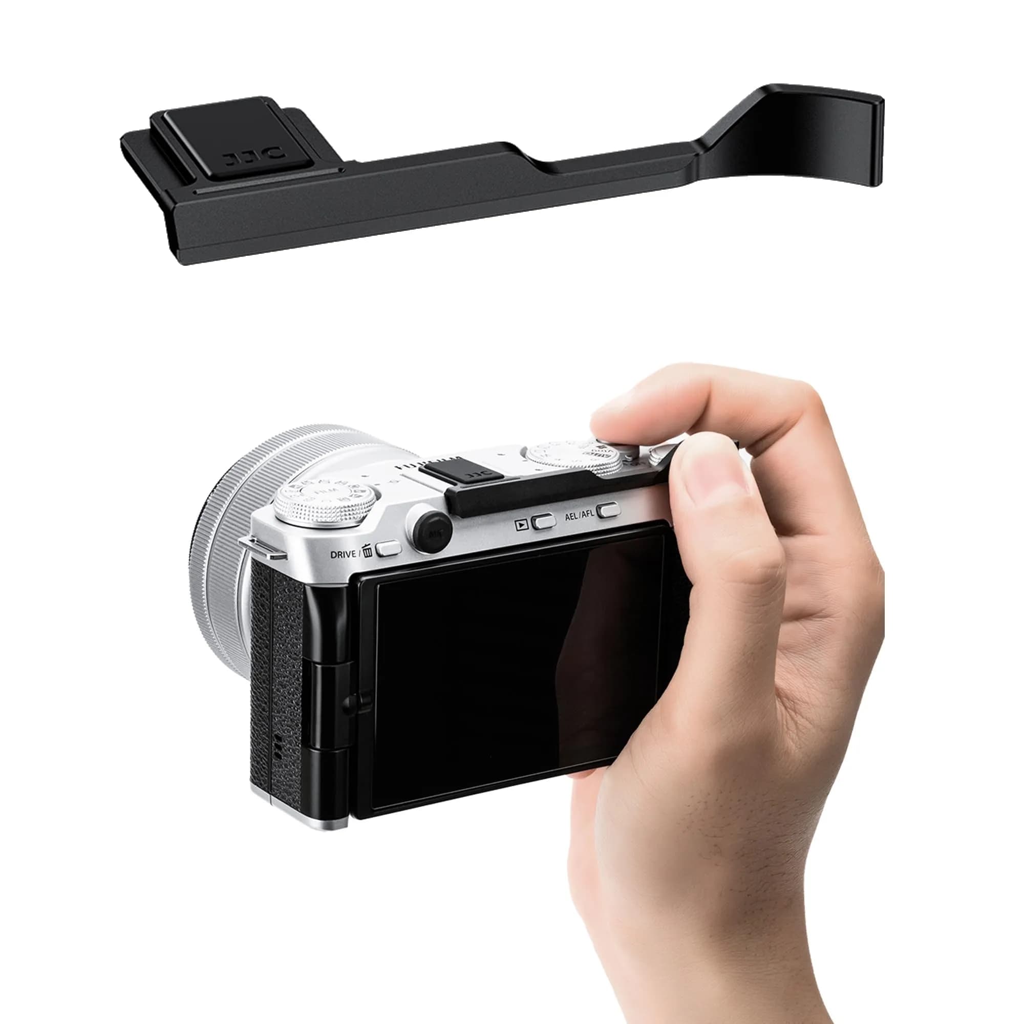 JJC Metal Thumb Grip Hot Shoe Rest for Fuji X-M5 Camera, Black | Stable & Durable — Black