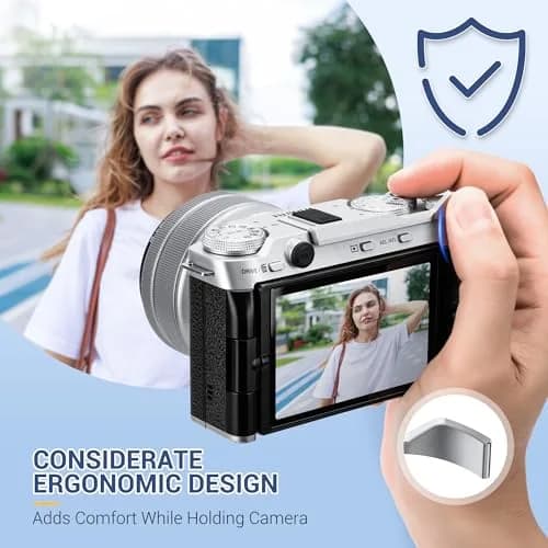 JJC Metal Thumb Grip for Fuji X-M5 XM5 Camera | Silver, Durable Aluminum Alloy, Easy Hot Shoe Fit thumbnail 2