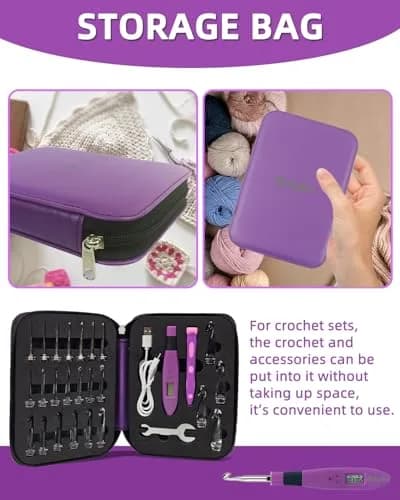 Bybykoi Light Up Crochet Hooks Set with Digital Counter & 24 Interchangeable Hooks | 2.0-14.0 mm (Metric Conversion) thumbnail 5