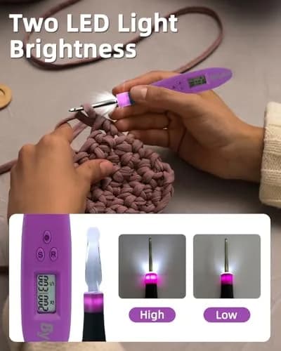 Bybykoi Light Up Crochet Hooks Set with Digital Counter & 24 Interchangeable Hooks | 2.0-14.0 mm (Metric Conversion) thumbnail 2