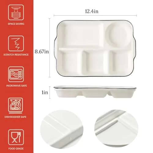 AIYoo 12.5inch Ceramic Divided Plate | Portion Control, Microwave & Dishwasher Safe thumbnail 2