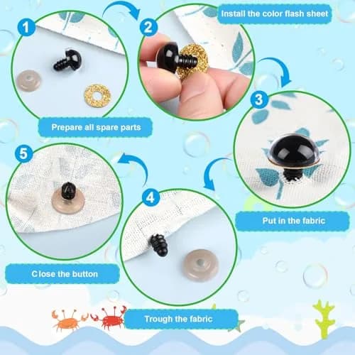 UPINS Glitter Safety Eyes with Washers 10-35mm (180 Pcs) | Assorted Colors for Amigurumi & Crafts thumbnail 4