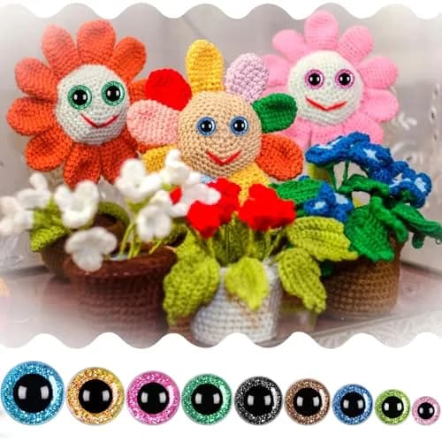 UPINS Glitter Safety Eyes with Washers 10-35mm (180 Pcs) | Assorted Colors for Amigurumi & Crafts thumbnail 5